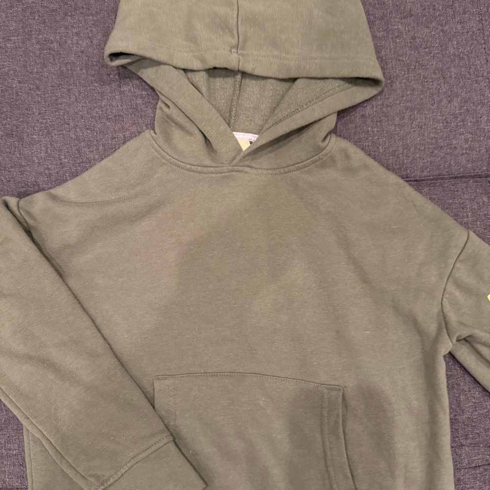 Thereabouts Boys Hoodie Green Part Wolf Graphic Size XS 6/7 Cotton Recycled Poly - Picture 2 of 5